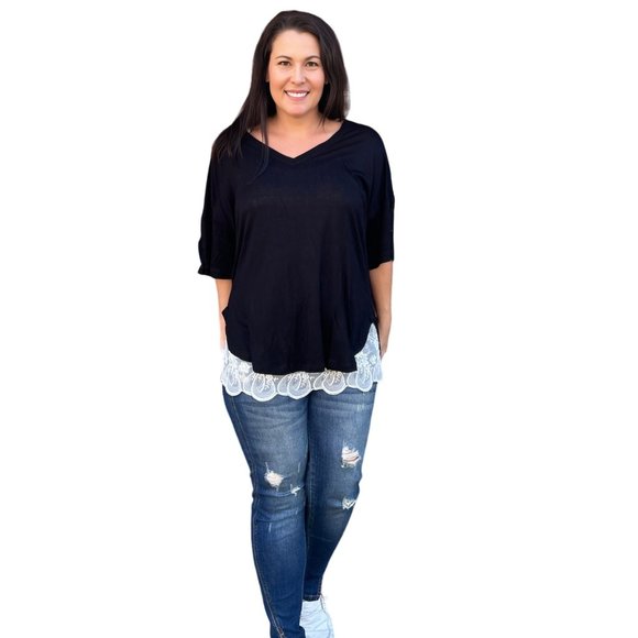 Culture Code Black Exposed Seam Button Detail Sleeve Top CAY1645 - Picture 3 of 12